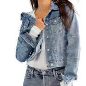 Free People Light Blue Trucker Denim Jacket Size Xs